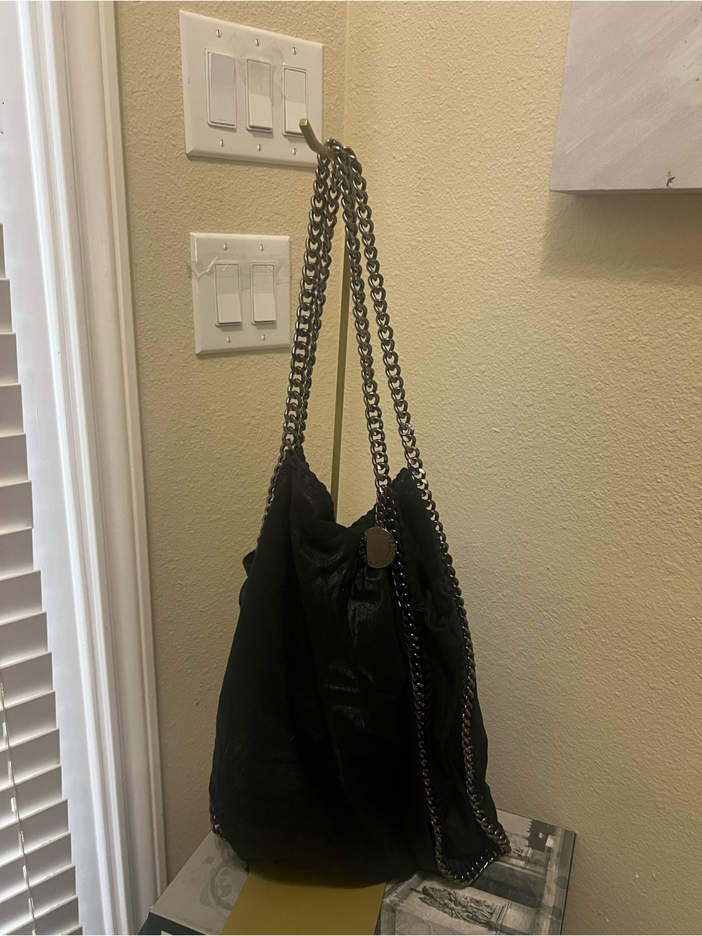 Stella McCartney Black Chain-Trim Shoulder Tote